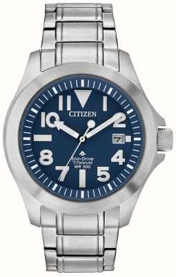 Citizen Heren super stoer | eco-drive | blauwe wijzerplaat | titanium armband BN0116-51L
