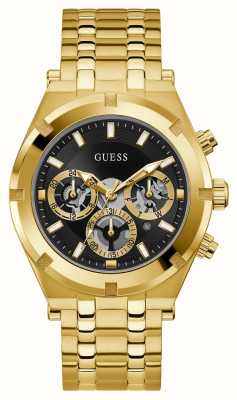 Guess Zwarte herenhorloge met chronograaf, goudkleurige roestvrijstalen armband GW0260G2
