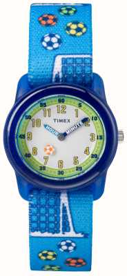 Timex Kindervoetbal (29 mm) met witte wijzerplaat en blauwe band TW7C16500