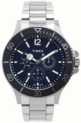 Timex Multifunctionele heren harbourside (43 mm) blauwe wijzerplaat / roestvrijstalen armband TW2U13200