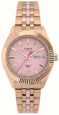 Timex Dames waterbury legacy x bcrf roze wijzerplaat / roségoudkleurige roestvrijstalen armband TW2V52600