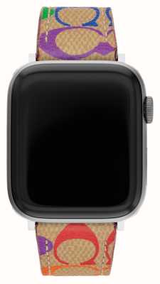 Coach Apple watchband (42/44/45 mm) bruin leer veelkleurig logo 14700166