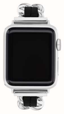 Coach Apple watch band (38/40/41mm) zwart leren RVS ketting 14700187