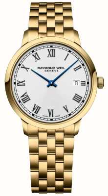 Raymond Weil Toccata (39 mm) witte wijzerplaat / gouden roestvrijstalen armband 5485-P-00359