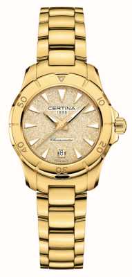 Certina Ds action chronometer gouden glitter wijzerplaat / gouden roestvrijstalen armband C0329513336100