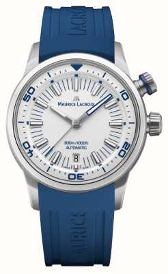 Maurice Lacroix Pontos duiker (42 mm) witte wijzerplaat / blauwe rubberen multi-band set PT6248-SS00L-130-4