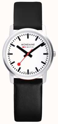 Mondaine Eenvoudig elegant zwart leren herenhorloge met een kast van 41 mm A638.30350.11SBO