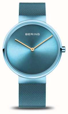 Bering Klassieke dames (39 mm) blauwe wijzerplaat / blauwe milanese armband 14539-388