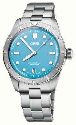 ORIS Divers vijfenzestig suikerspin automatische (38 mm) blauwe wijzerplaat / roestvrijstalen armband 01 733 7771 4055-07 8 19 18