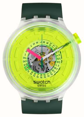 Swatch Verblind door neongroene neonwijzerplaat / ex-display van groene bio-sourced band SB05K400 EX-DISPLAY