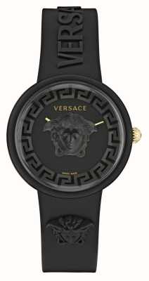 Versace Medusa pop (39 mm) zwarte wijzerplaat / zwarte siliconen band VE6G00223