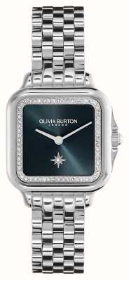 Olivia Burton Zachte vierkante blauwe wijzerplaat / roestvrijstalen armband 24000083