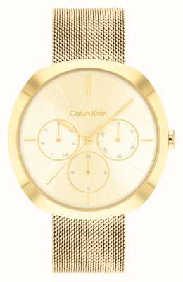 Calvin Klein Vorm (38,5 mm) gouden wijzerplaat / goudstalen mesh-armband 25200339