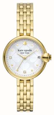 Kate Spade Chelsea park (32 mm) witte wijzerplaat / goudkleurige roestvrijstalen armband KSW1764