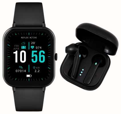 Reflex Active Serie 17 multifunctionele smartwatch + draadloze oordopjesset (39 mm) digitale wijzerplaat / zwarte siliconen RA17-2164-TWS