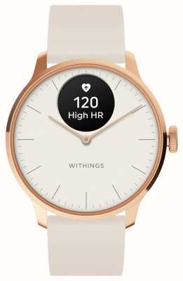 Withings Scanwatch light - hybride smartwatch (37 mm) witte wijzerplaat + roségouden/witte premium sportband HWA11-MODEL 1-ALL-INT