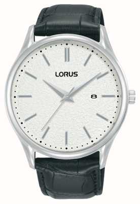 Lorus Klassieke datum (42 mm) witte wijzerplaat / zwart leer RH937QX9