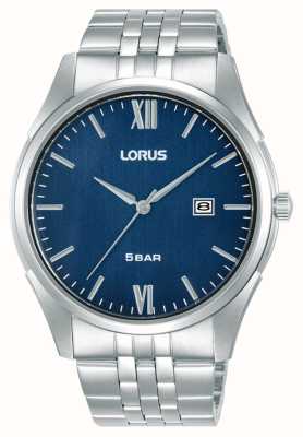 Lorus Klassieke datum (42 mm) donkerblauwe haarlijn wijzerplaat / roestvrij staal RH985PX9