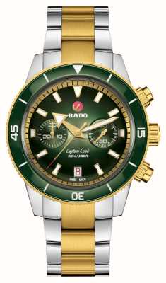 RADO Captain Cook automatische chronograaf (43 mm) groene wijzerplaat / goud pvd roestvrij staal R32151318