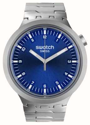 Swatch Grote, gewaagde, ironische indigo-uur (47 mm), marineblauwe wijzerplaat / roestvrij staal SB07S102G