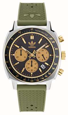 Adidas Master originals one chronograaf (44 mm) zwarte wijzerplaat / groen rubber AOFH23504