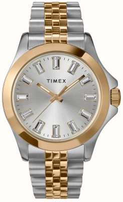 Timex Dameskaia (38 mm) zilveren wijzerplaat / tweekleurige roestvrijstalen armband TW2V79700