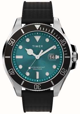 Timex Harbourside Coast (43 mm) groene wijzerplaat / zwarte siliconen band TW2V91700