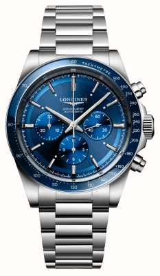 LONGINES Conquest automatische chronograaf (42 mm) blauwe wijzerplaat / roestvrijstalen armband L38354926