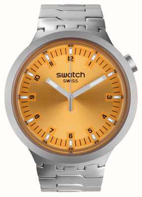 Swatch Grote, ironische, amberkleurige glans (47 mm), amberkleurige wijzerplaat/roestvrij staal SB07S103G