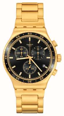 Swatch In de zwarte (43 mm) zwarte wijzerplaat / goudkleurige roestvrijstalen armband YVG418G