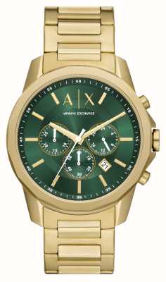 Armani Exchange Heren (44 mm) groene chronograaf wijzerplaat / goudkleurige roestvrijstalen armband AX1746