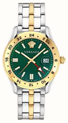 Versace Heren Greca (41 mm) groene wijzerplaat / tweekleurige roestvrijstalen armband VE7C00623