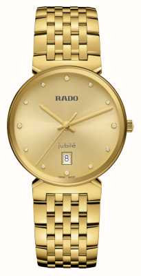 RADO Florence diamanten (38 mm) gouden sunray wijzerplaat / gouden pvd roestvrijstalen armband R48914713