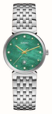 RADO Florence diamanten (30 mm) groene parelmoer wijzerplaat / roestvrijstalen armband R48913903