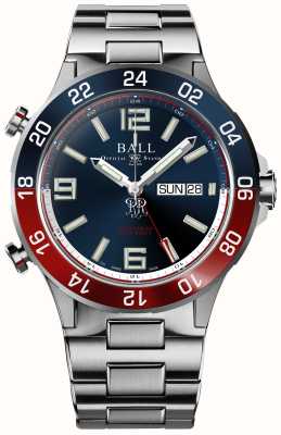 Ball Watch Company Roadmaster marine gmt (42 mm) blauwe wijzerplaat / titanium en roestvrijstalen armband DG3222A-S1CJ-BE
