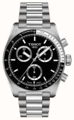 Tissot Pr516 quartz chronograaf (40 mm) zwarte wijzerplaat / roestvrijstalen armband T1494171105100