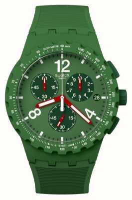 Swatch Voornamelijk groene (42 mm) groene chronograaf wijzerplaat / groene siliconen band SUSG407