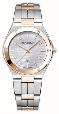 Herbelin Dames cap camarat (33 mm) parelmoeren wijzerplaat / tweekleurige roestvrijstalen armband 14545BTR19