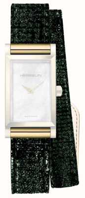 Herbelin Antares vervangende horlogeband - alleen groen glitterleer / dubbele wikkelband BRAC17048P185