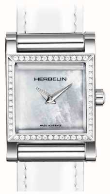 Herbelin Antarès horlogekast - parelmoeren wijzerplaat / roestvrij staal met diamanten - alleen kast H17144AP52Y09
