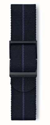Elliot Brown Alleen zwarte band met blauwe streep en standaardlengte van 22 mm STR-N16