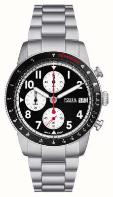 ossil Heren Sport Tourer (42 mm) zwarte chronograaf wijzerplaat / roestvrijstalen armband FS6045