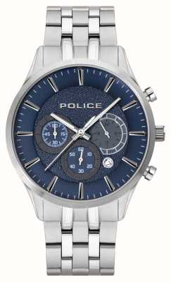 Police Cage quartz multifunctionele (44 mm) blauwe chronograaf wijzerplaat / roestvrijstalen armband PEWJI2194301