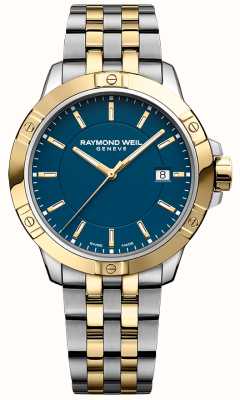 Raymond Weil Tango klassieke quartz (41 mm) blauwe wijzerplaat / tweekleurige roestvrijstalen armband 8160-STP-50041