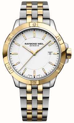 Raymond Weil Tango klassieke quartz (41 mm) witte wijzerplaat / tweekleurige roestvrijstalen armband 8160-STP-30041
