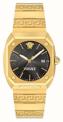 Versace Antares (41,5 mm) zwarte wijzerplaat / goudkleurige roestvrijstalen armband VE8F00424