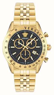 Versace Chrono master (44 mm) zwarte chronograaf wijzerplaat / goudkleurige roestvrijstalen armband VE8R00624