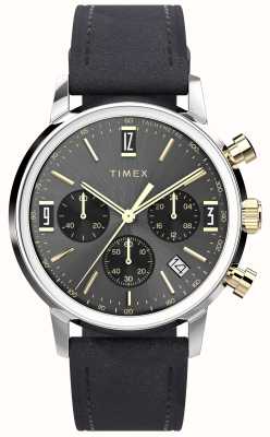 Timex Marlin quartz chronograaf (40 mm) grijze sunray wijzerplaat / karamelzwarte leren band TW2W51500