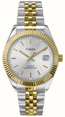 Timex Legacy (34 mm) zilveren wijzerplaat / tweekleurige roestvrijstalen armband TW2W49700