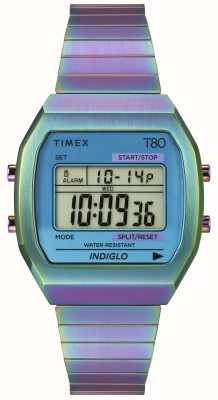 Timex 'timex 80' digitale (36 mm) blauwe digitale wijzerplaat / iriserende uitbreidbare armband TW2W57100